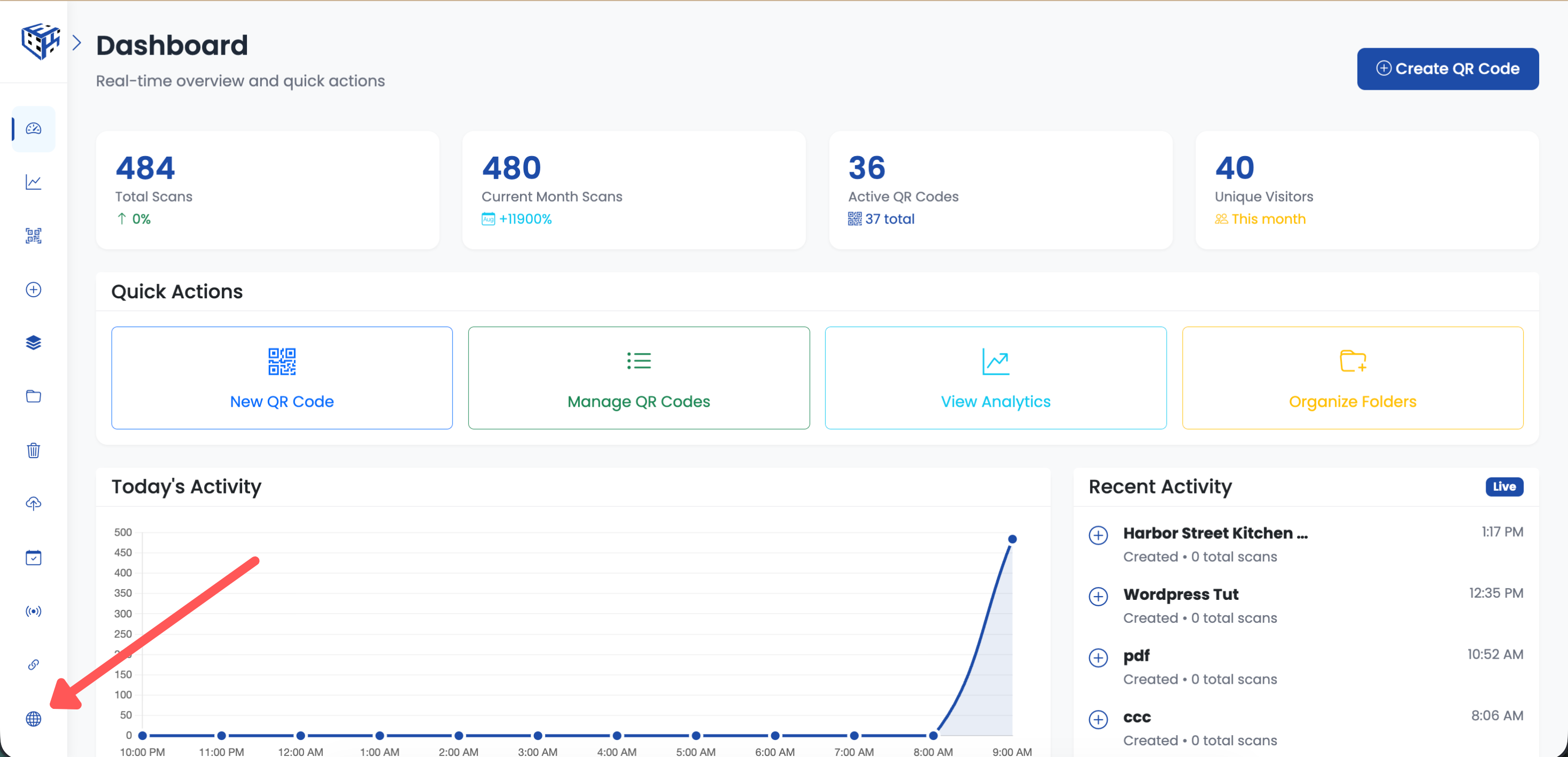 Click Custom Domains in the left sidebar menu