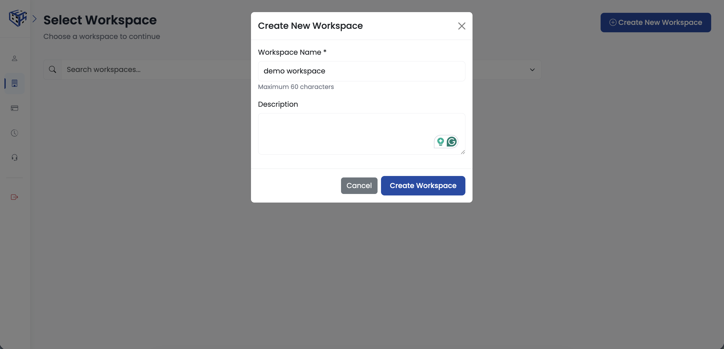 Create your first workspace