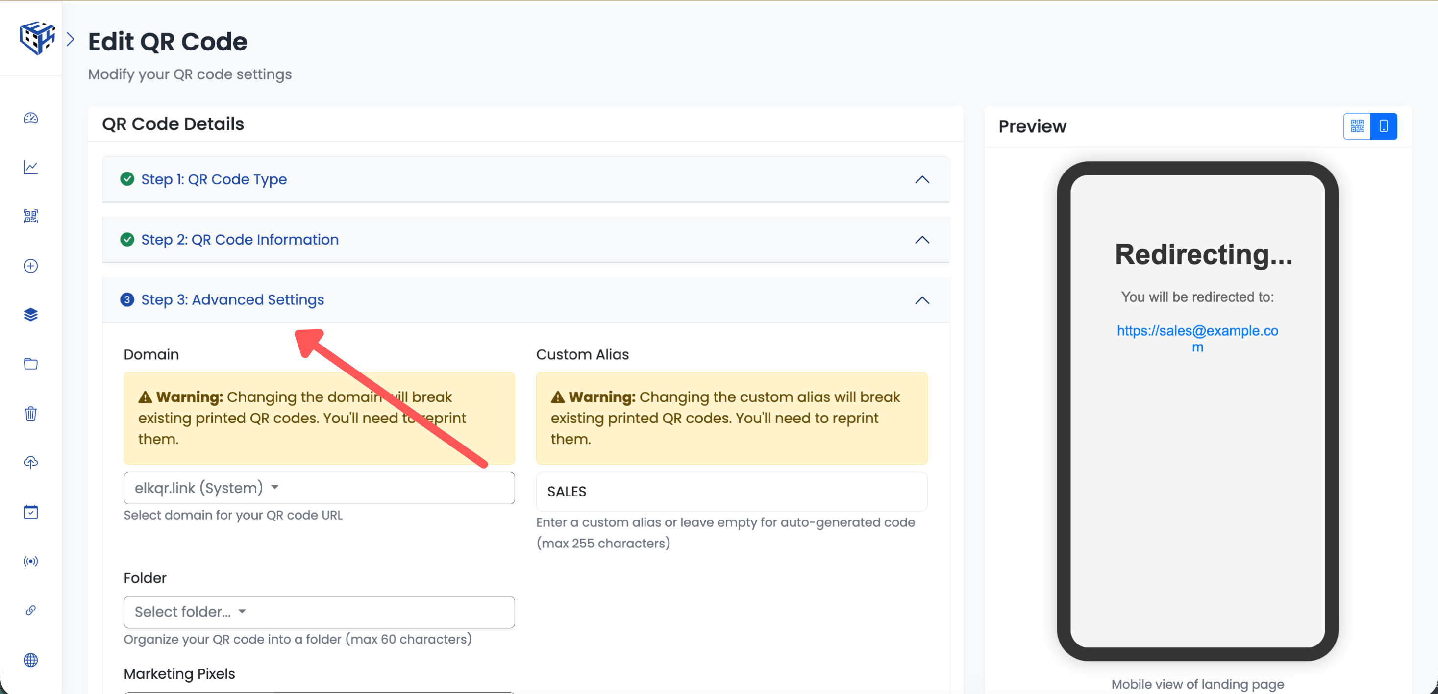 Advanced Settings section