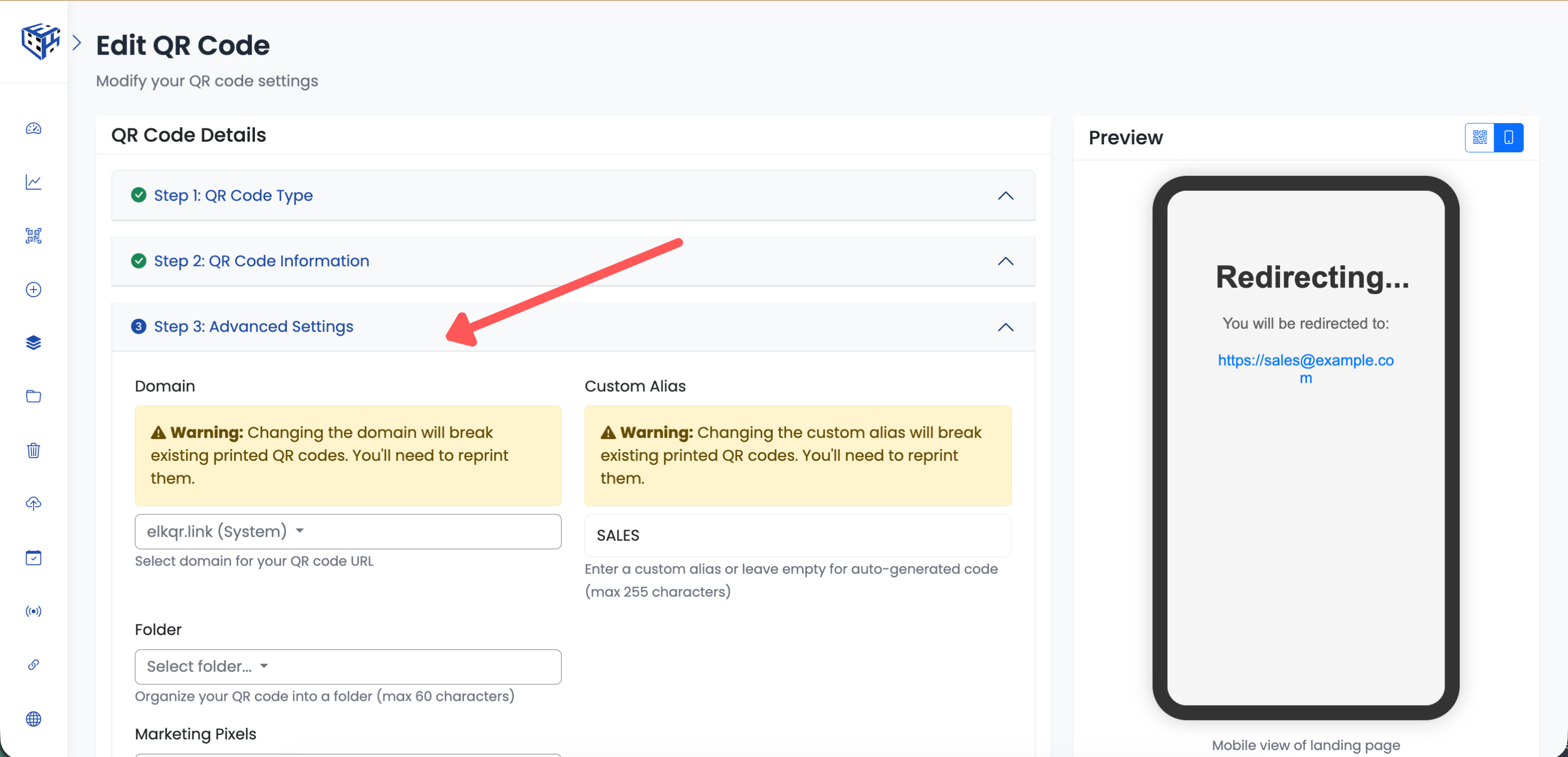 Advanced Settings section