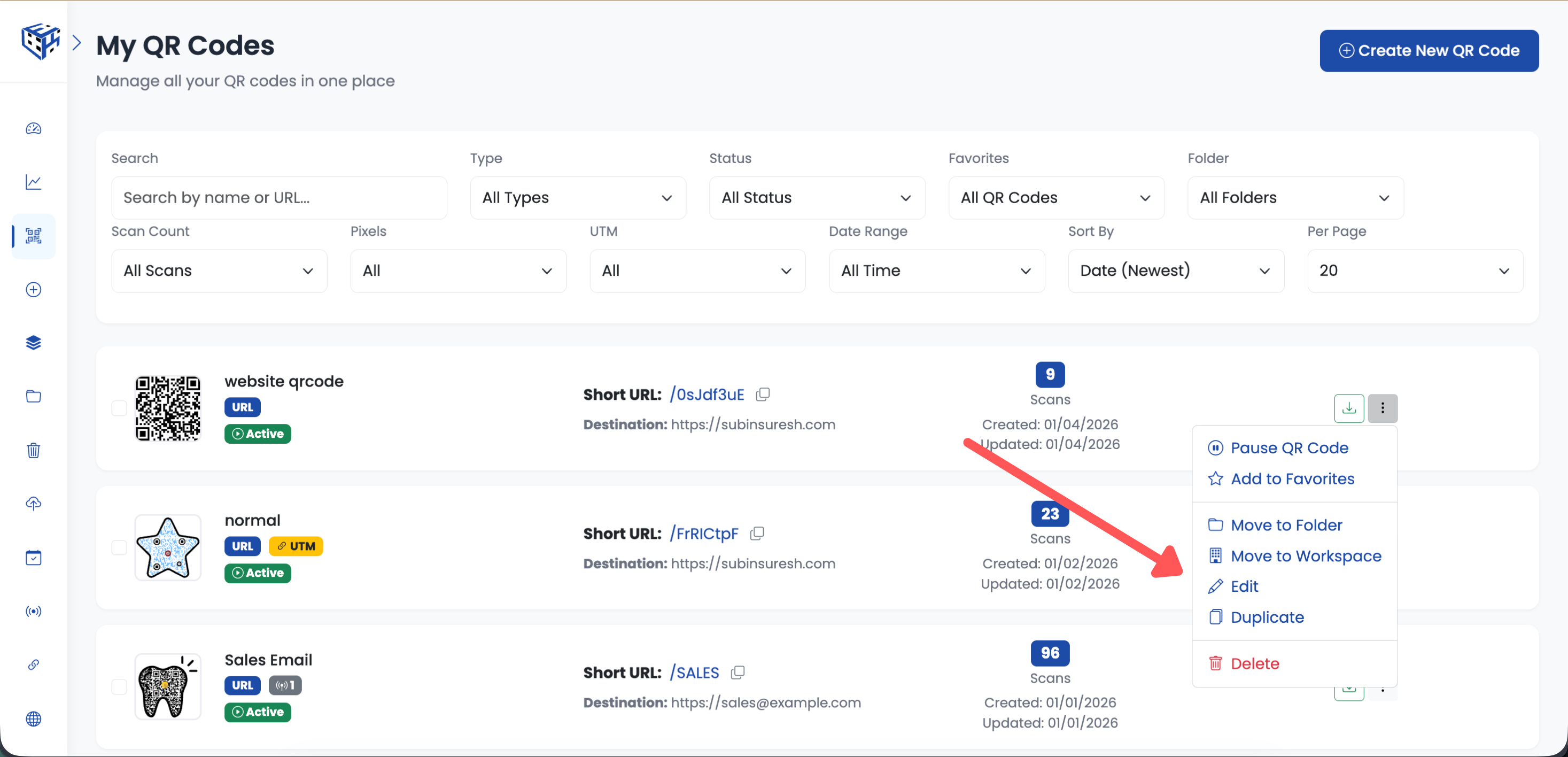 Create Website URL QR code