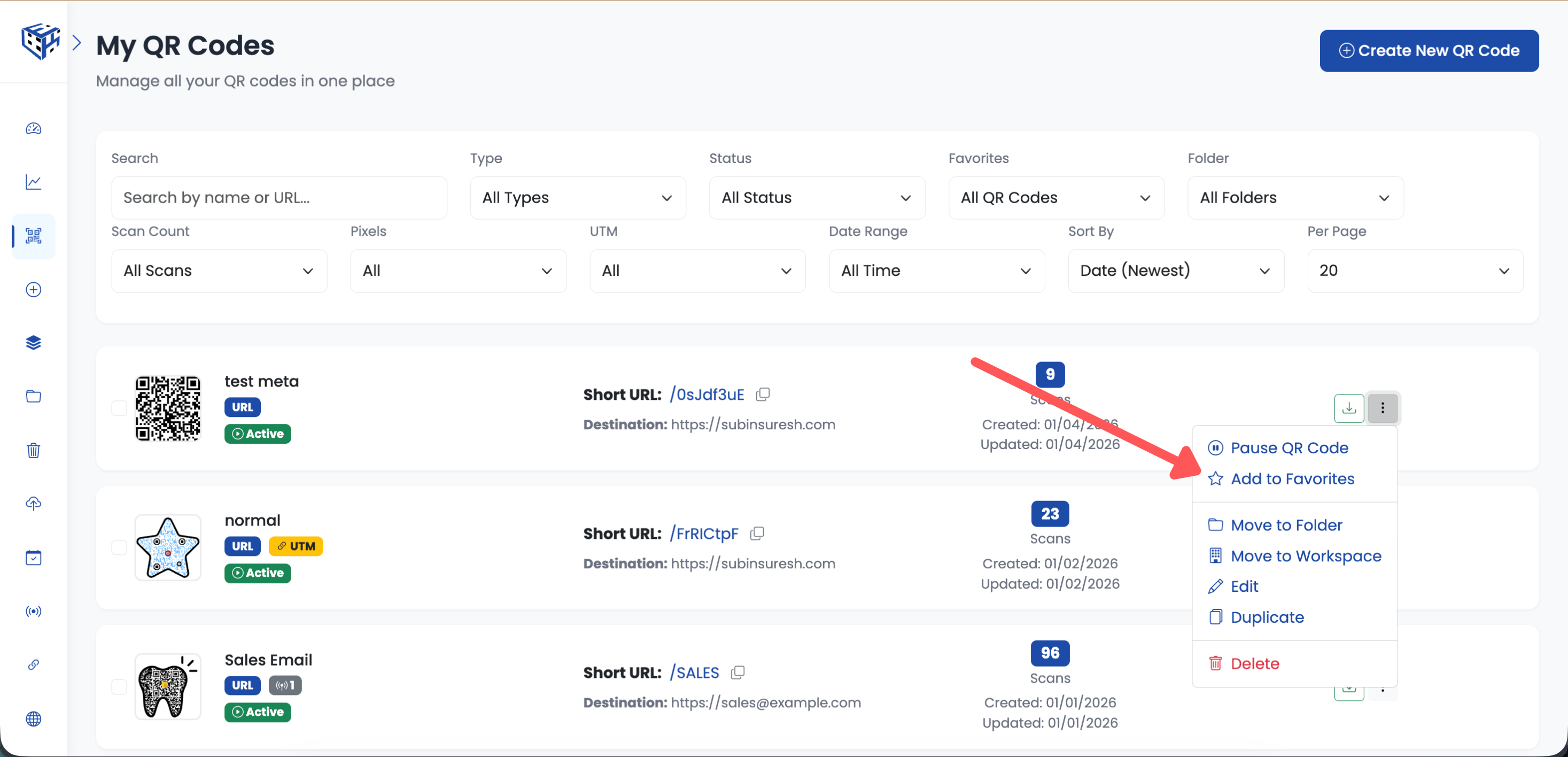 Add to Favorites option