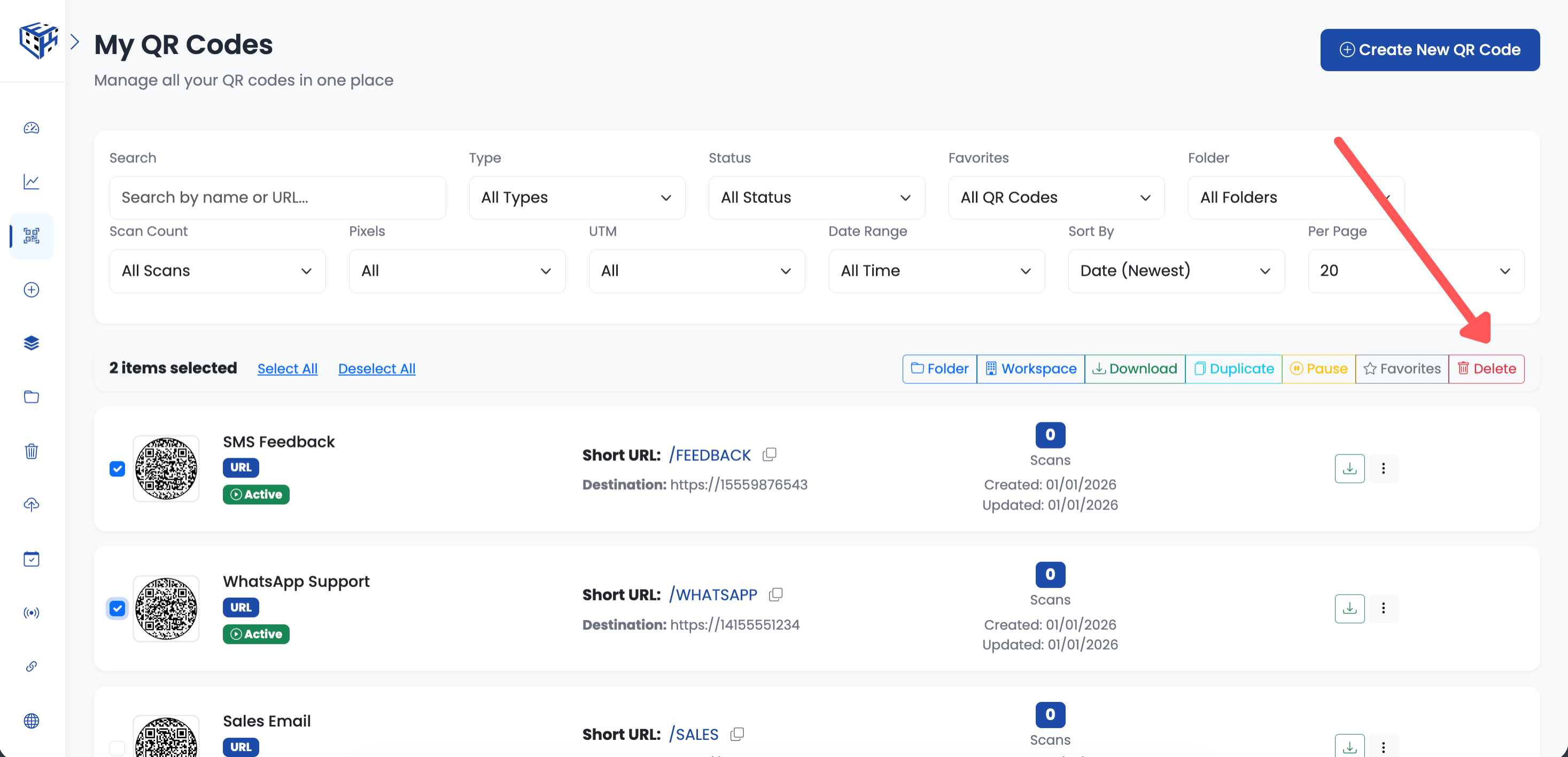 Select multiple QR codes