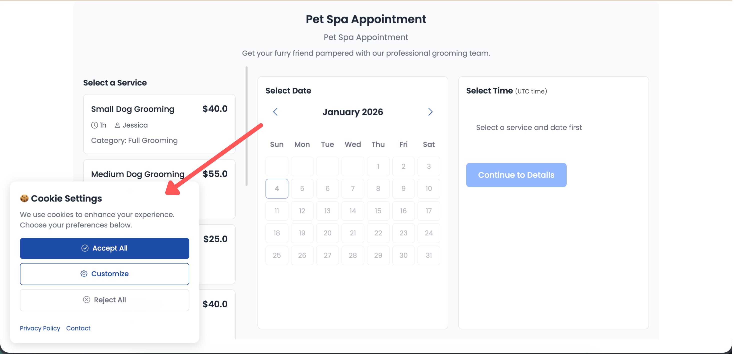 Cookie consent banner