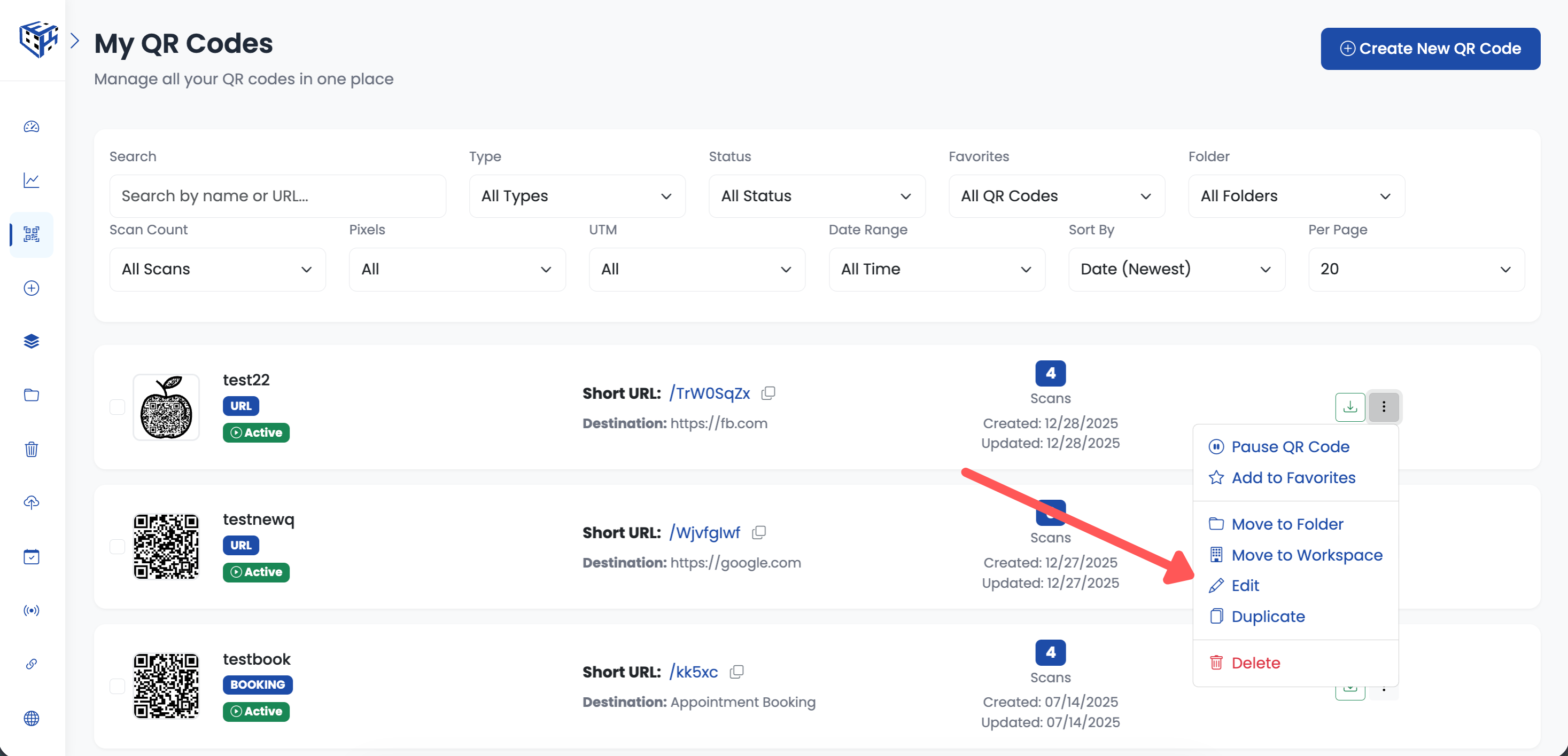 Create or edit QR code