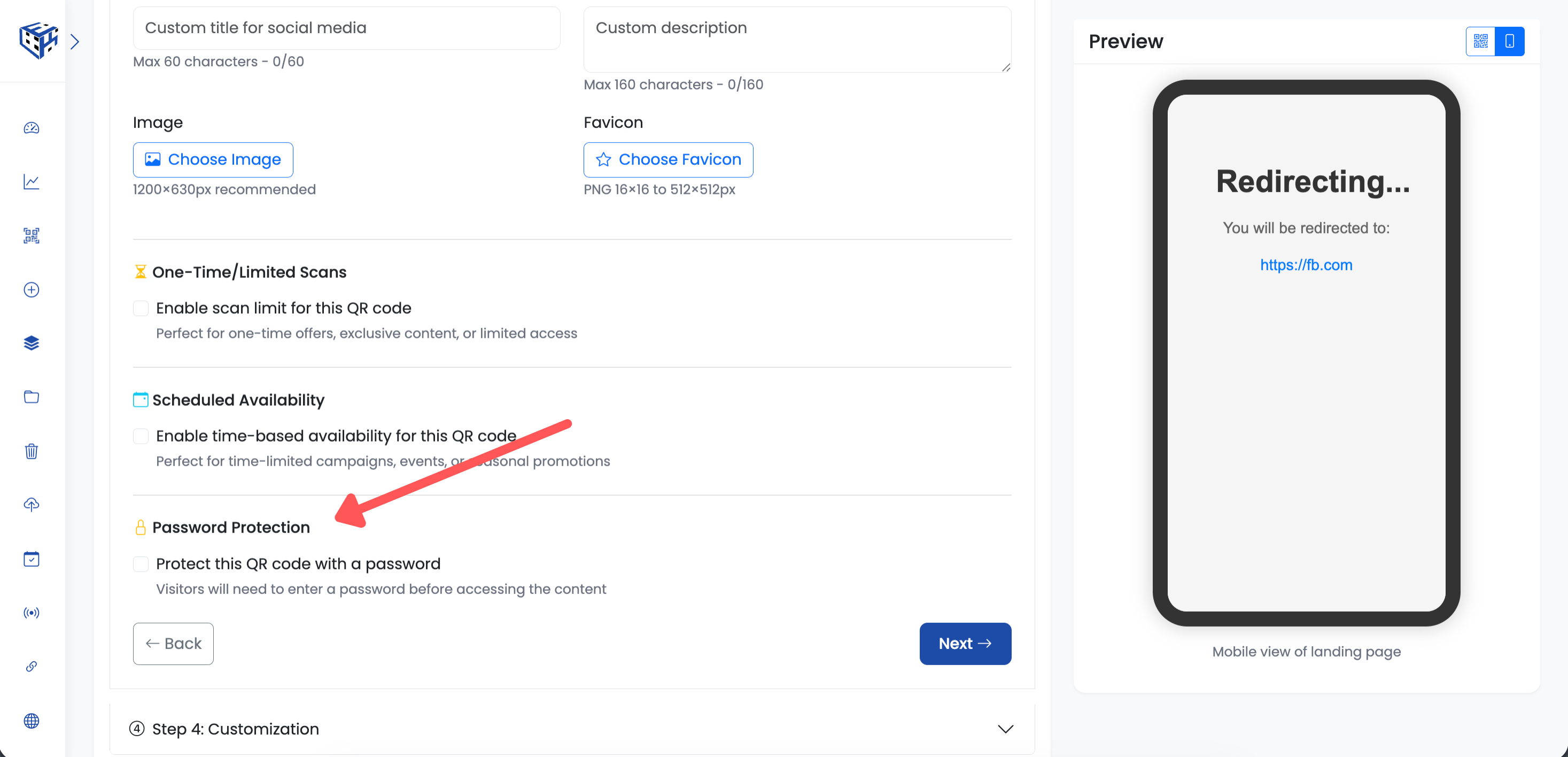 Password Protection section