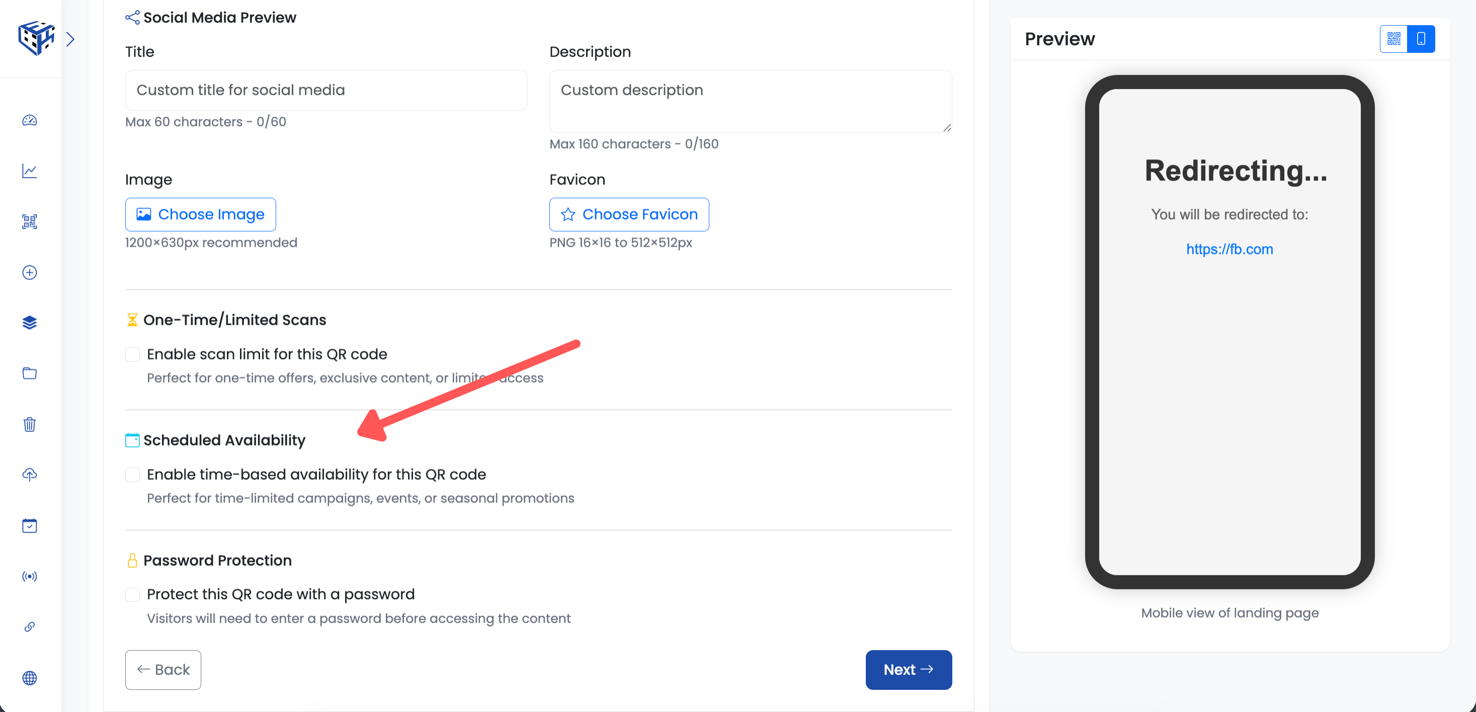 Scheduled Availability section