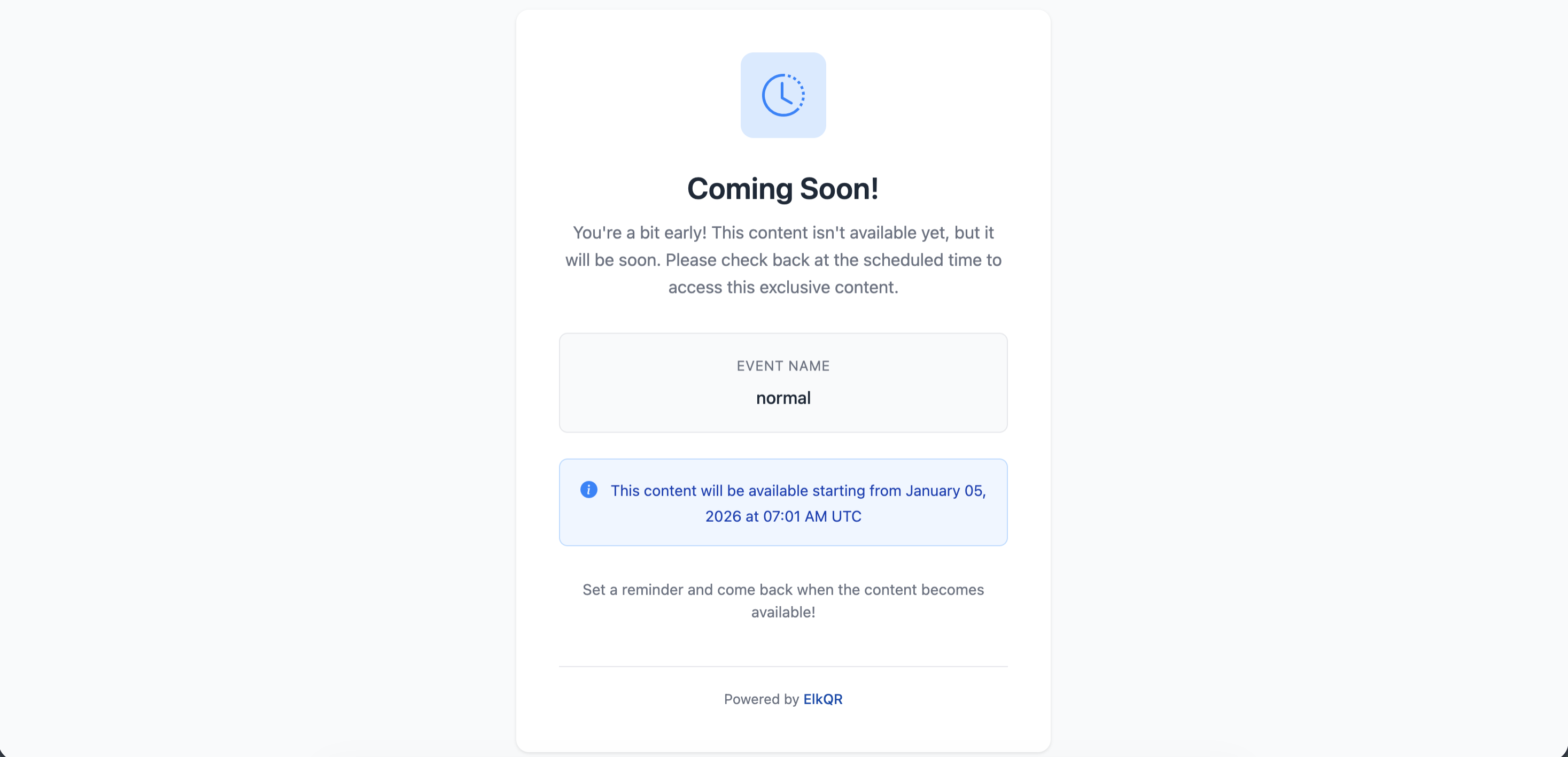 Page visitors see outside schedule