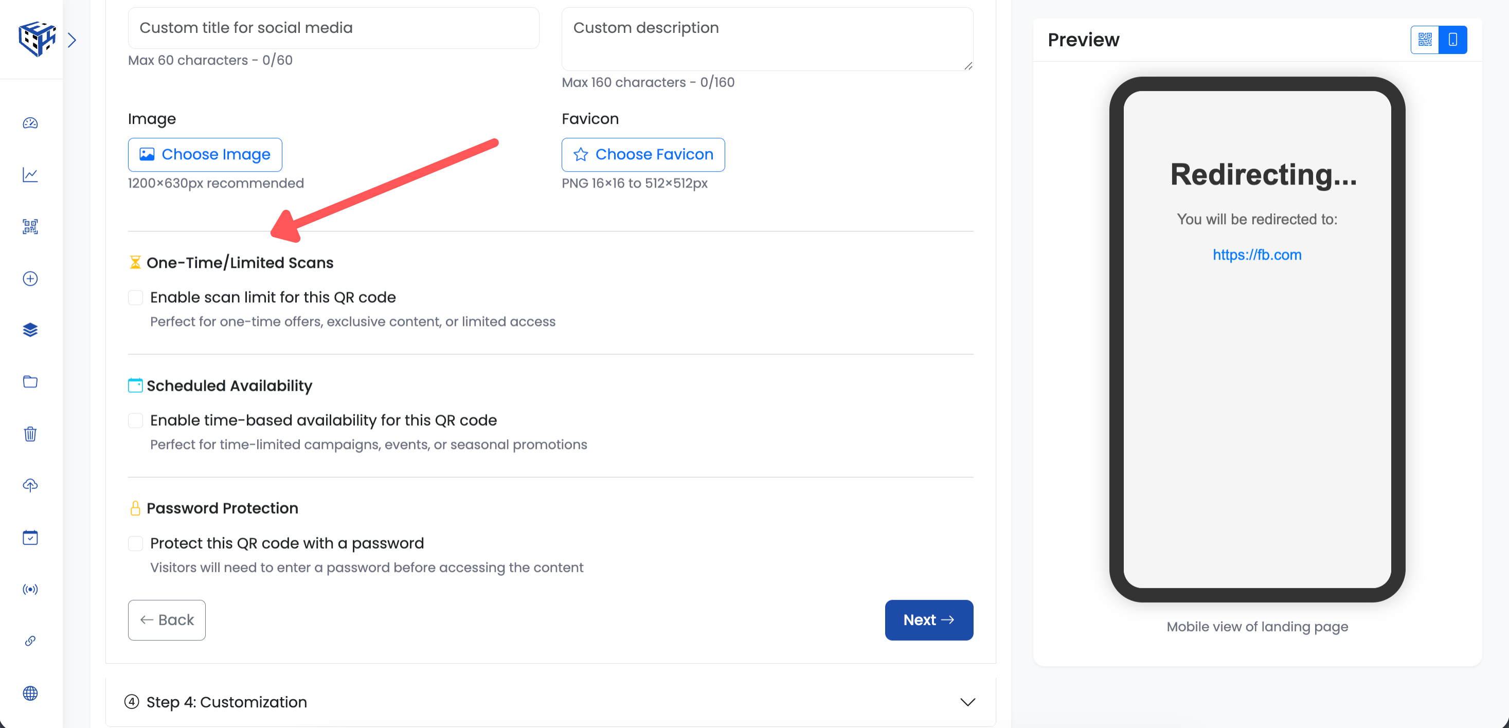 One-Time/Limited Scans section