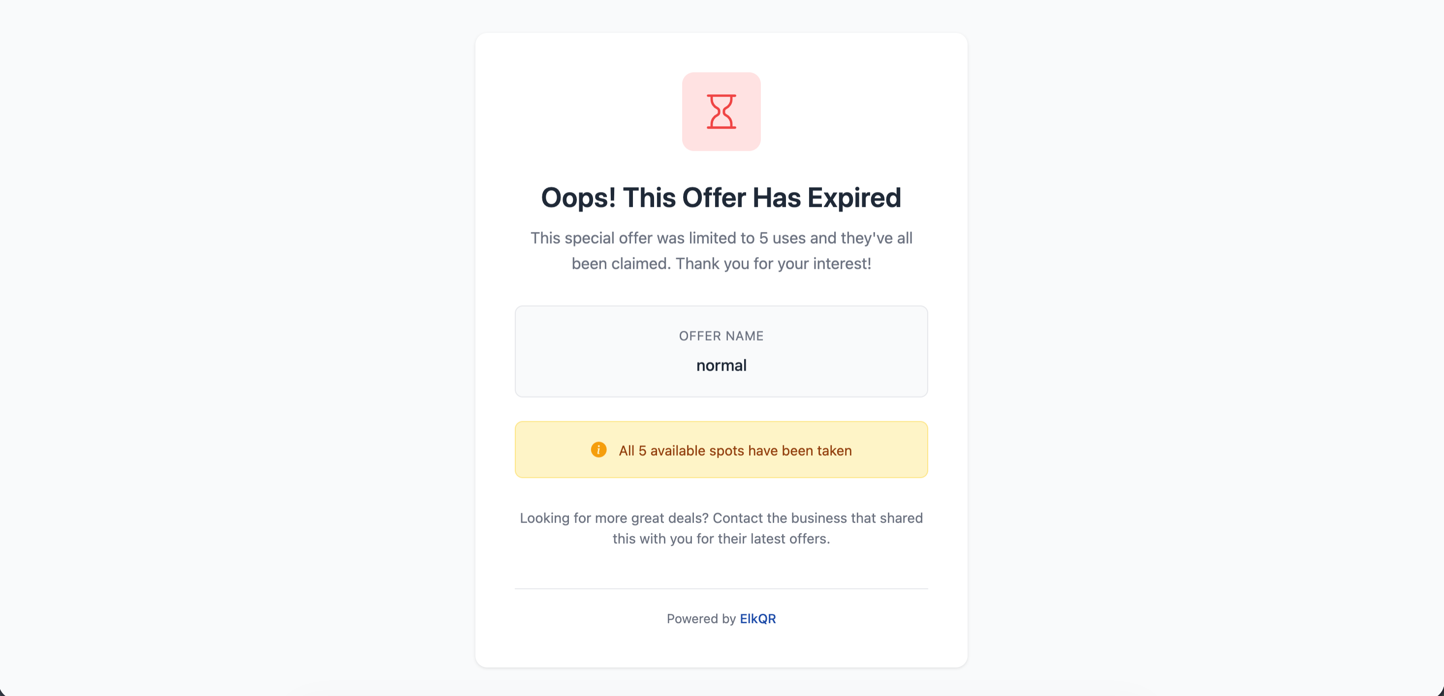 Page visitors see when limit reached