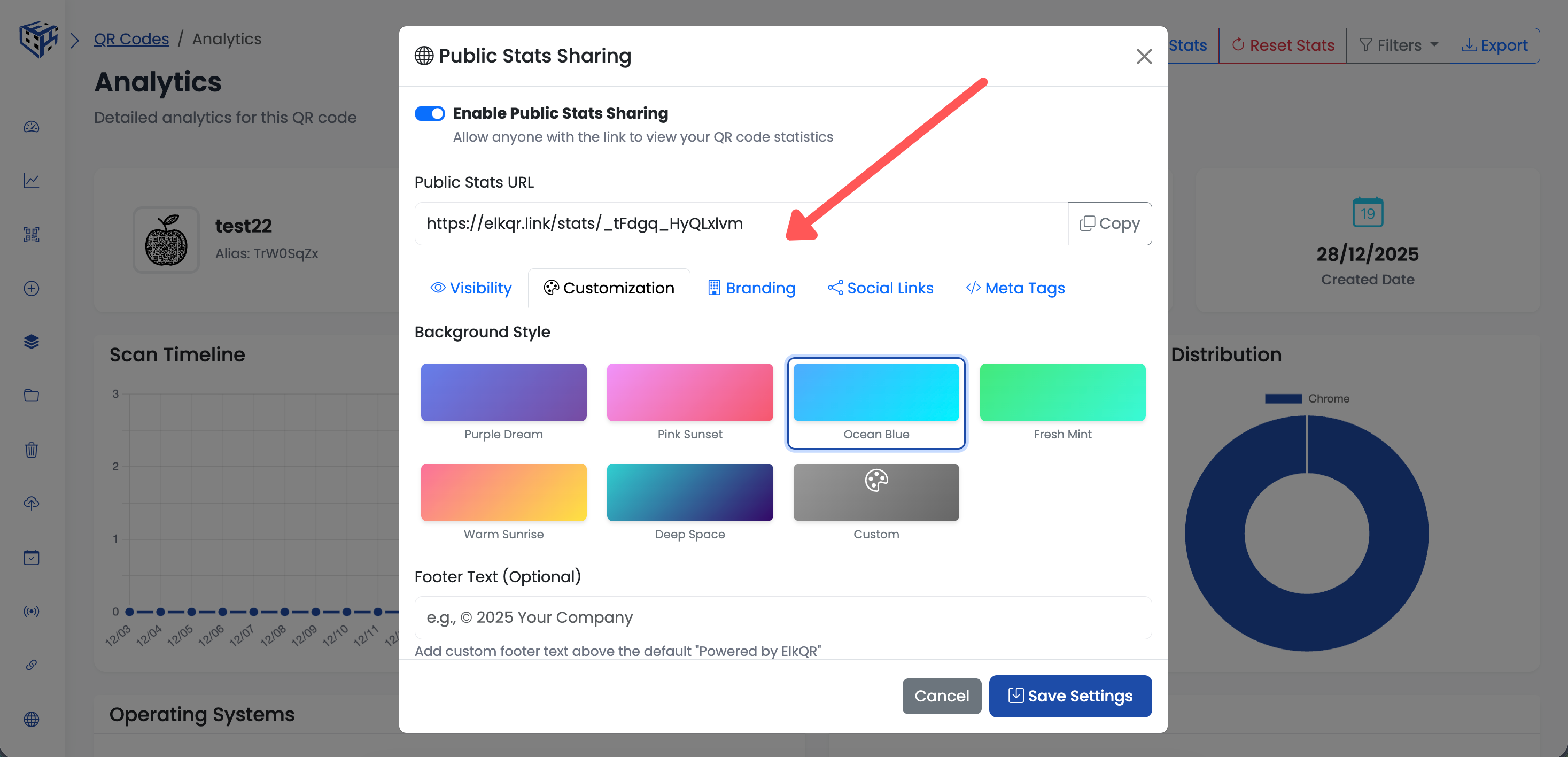 Customize public stats page