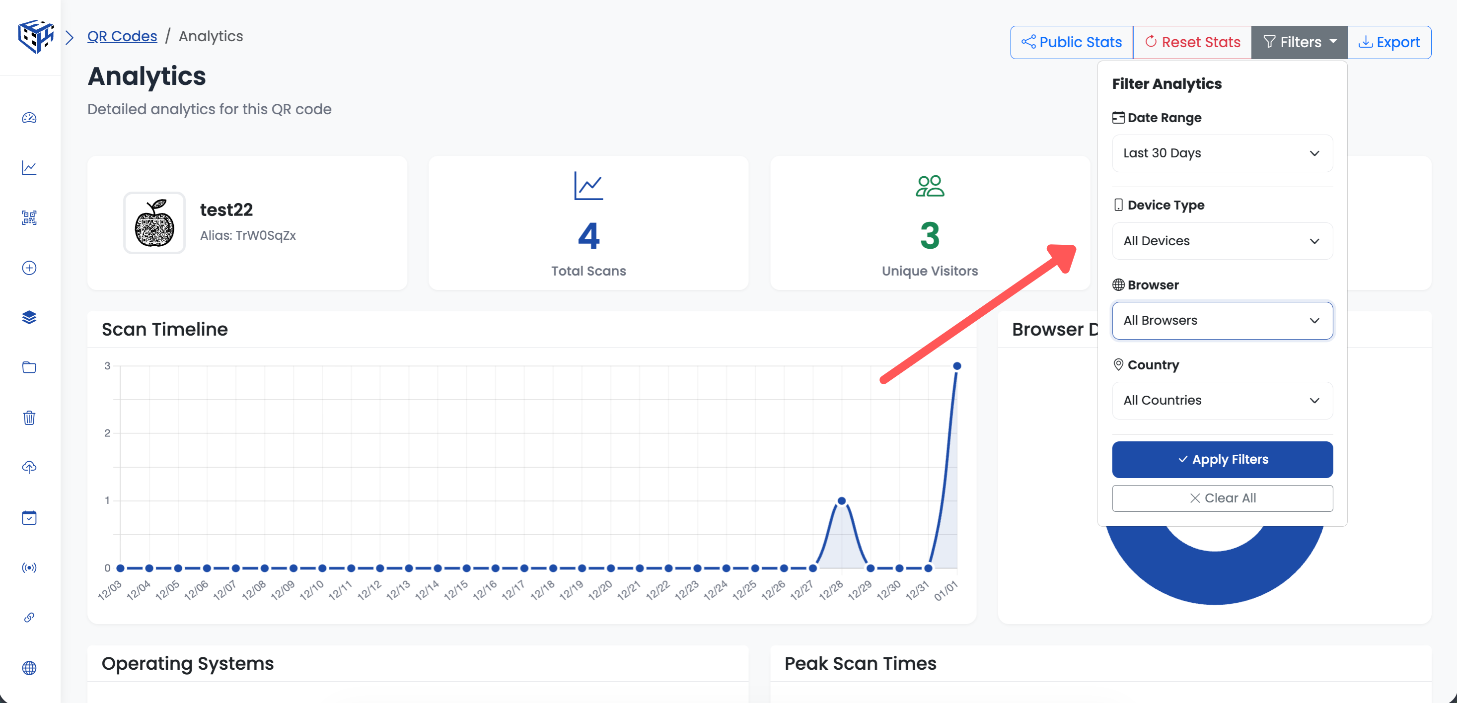 Filter analytics data