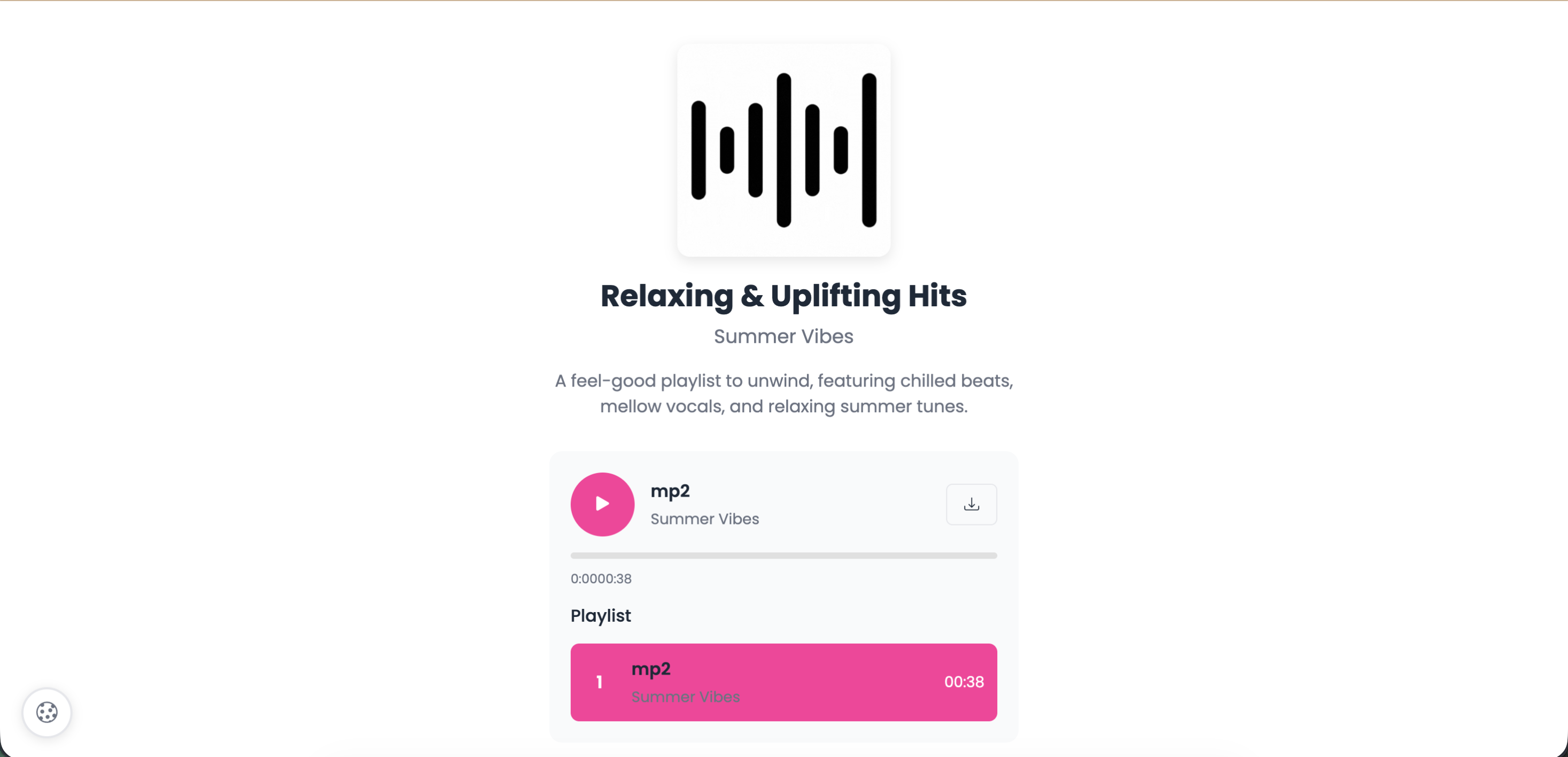 Audio player landing page