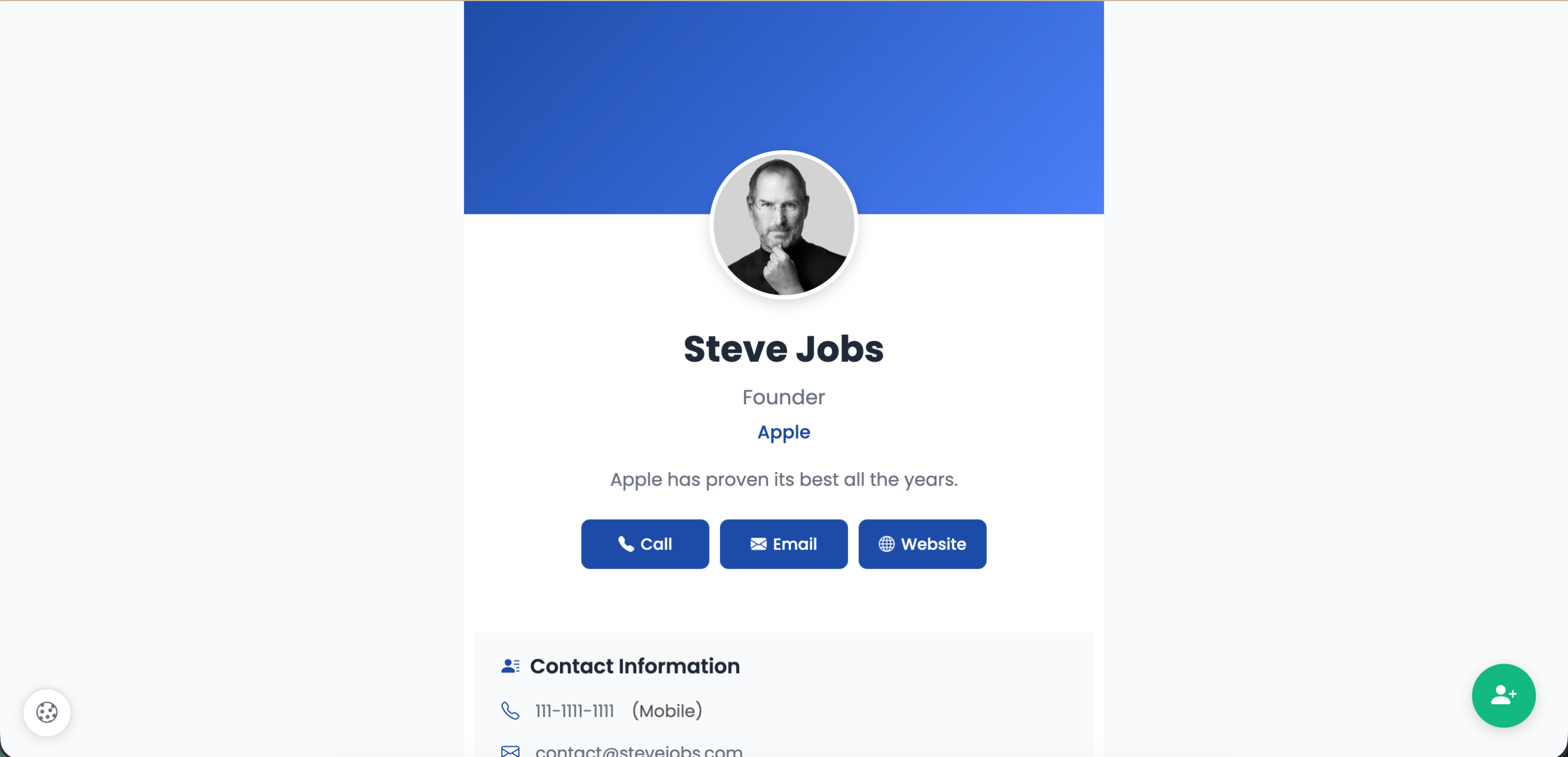 vCard Plus landing page