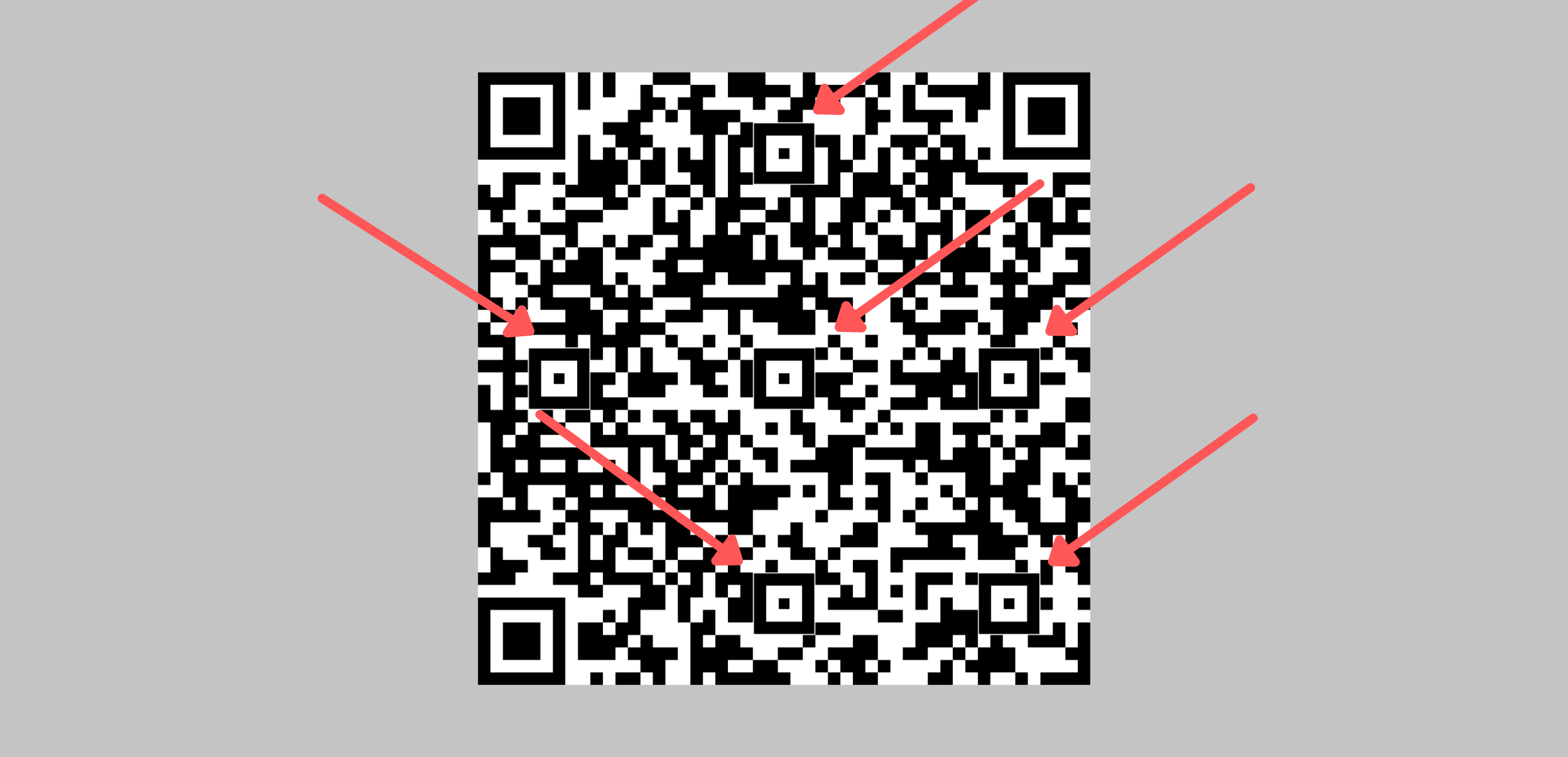 QR code showing alignment patterns - the small square patterns inside the QR code