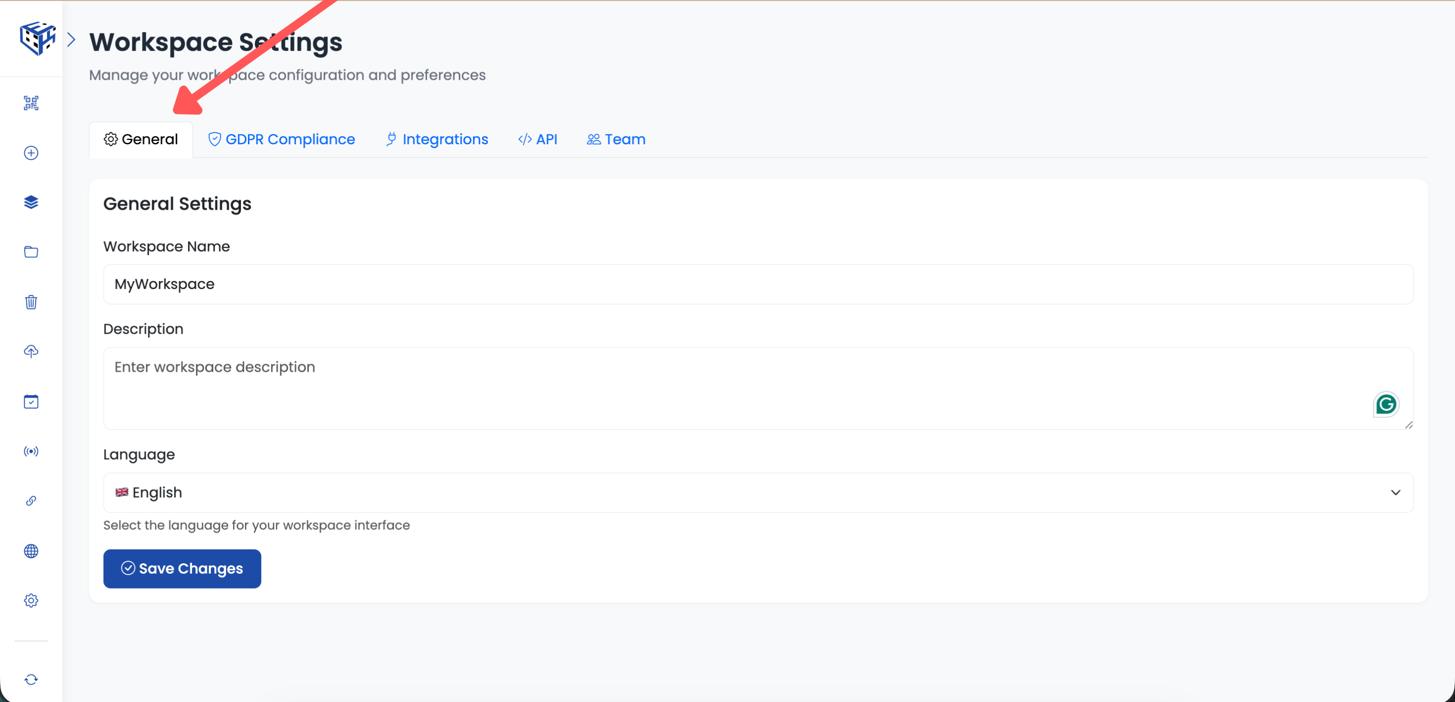 General Tab settings